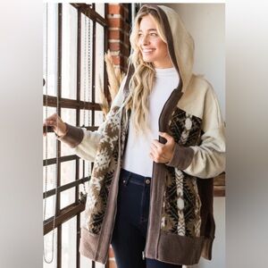 OLI & HALI HOODED ZIP FRONT LONGLINE JACKET